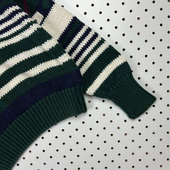 Structure Striped Chunky Knit Sweater Medium Golf Preppy Grandpa 90s Cable Vtg - Picture 3 of 6